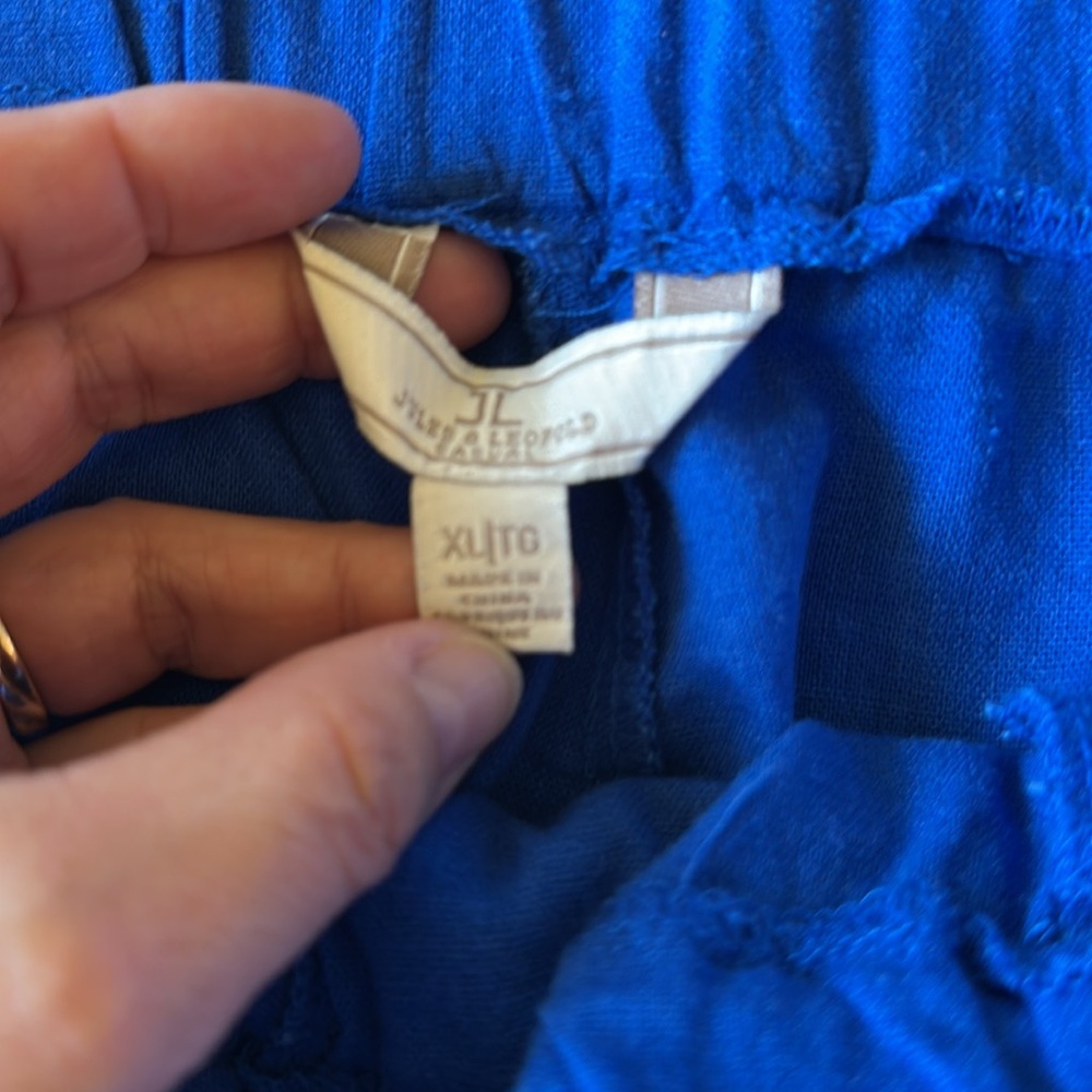 Blue linen‎ blend side pocket drawstring Casual Pants size XL - Picture 5 of 6